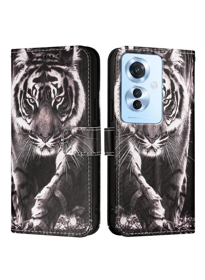 S-TOP Case For OPPO F25 Pro 5G India Colored Drawing Pattern Plain Weave Leather Phone Case - Image 1