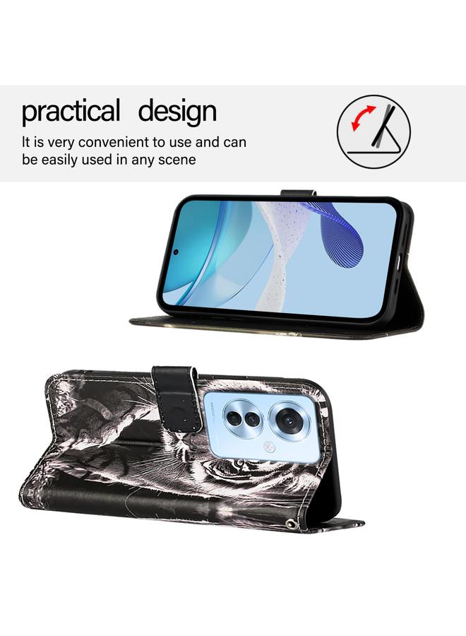 S-TOP Case For OPPO F25 Pro 5G India Colored Drawing Pattern Plain Weave Leather Phone Case - Image 3