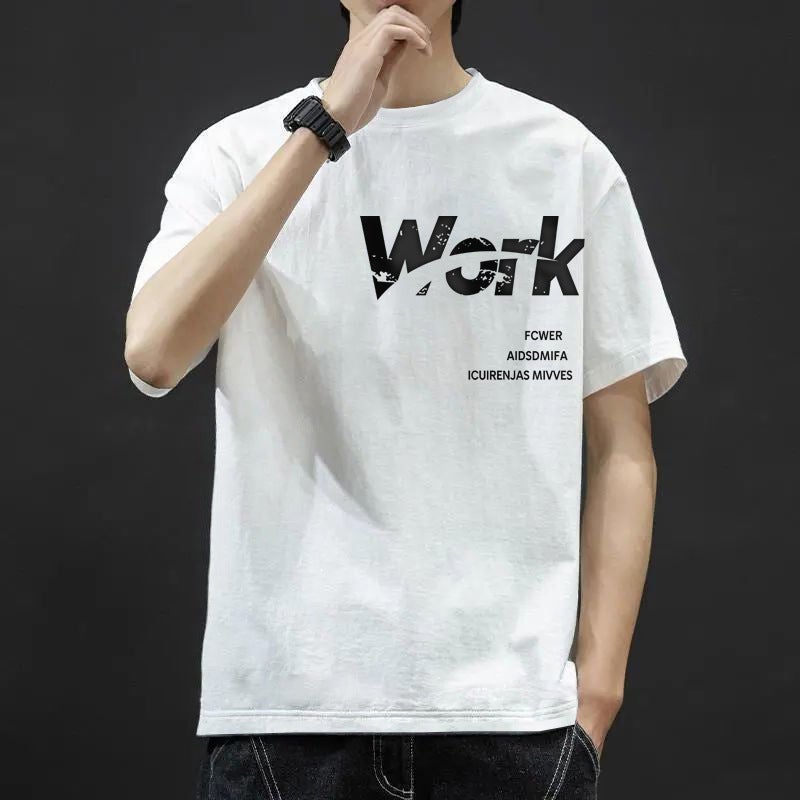 Short-sleeved T-shirt Men's 2021 Summer New Men's Round Neck Loose Short-sleeved T-shirt Korean-style Students Half-sleeved Trendy T-shirt - Image 5
