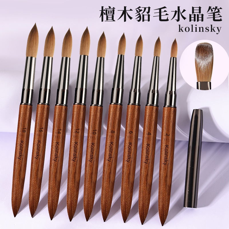 Quality Mink Hair Manicure Crystal Pen Sandalwood Kolinsky Crystal Nail Extension Nail Carving Brush - Image 2