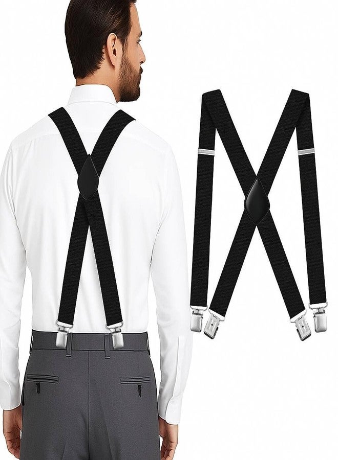 Man of Men حمالات سوداء متينة للرجال - حمالات قابلة للتعديل مقاس 1.5 بوصة بتصميم X-Back، حمالات رسمية للرجال، حمالات لسراويل البدلات، أشرطة مطاطية متينة - مناسبة للارتداء اليومي، والهالوين، والكريسماس، وحفلات الزفاف - Image 1