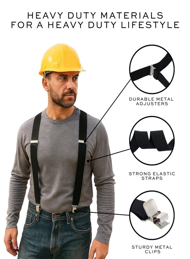 Man of Men حمالات سوداء متينة للرجال - حمالات قابلة للتعديل مقاس 1.5 بوصة بتصميم X-Back، حمالات رسمية للرجال، حمالات لسراويل البدلات، أشرطة مطاطية متينة - مناسبة للارتداء اليومي، والهالوين، والكريسماس، وحفلات الزفاف - Image 2