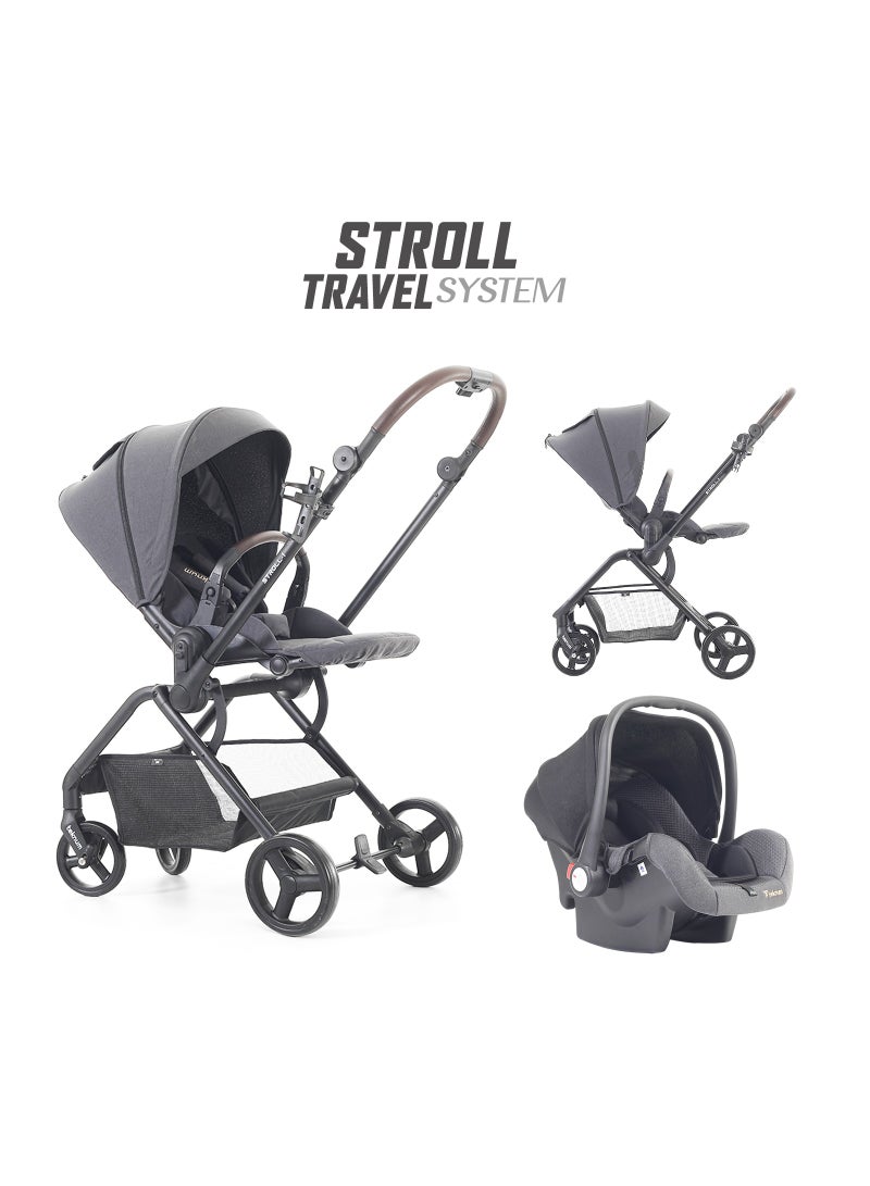TEKNUM Stroll - 1 Travel System With Reversible Stroller And Compacto Baby Car Seat - Grey - Image 1