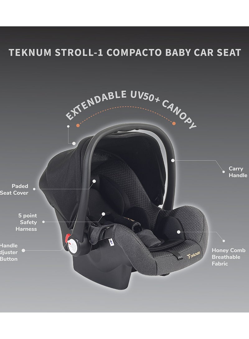 TEKNUM Stroll - 1 Travel System With Reversible Stroller And Compacto Baby Car Seat - Grey - Image 4