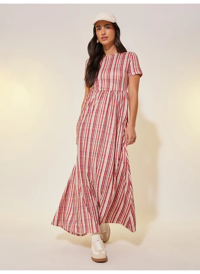 تايك تو Take Two All-Over Print Short Sleeve A-Line Maxi Dress