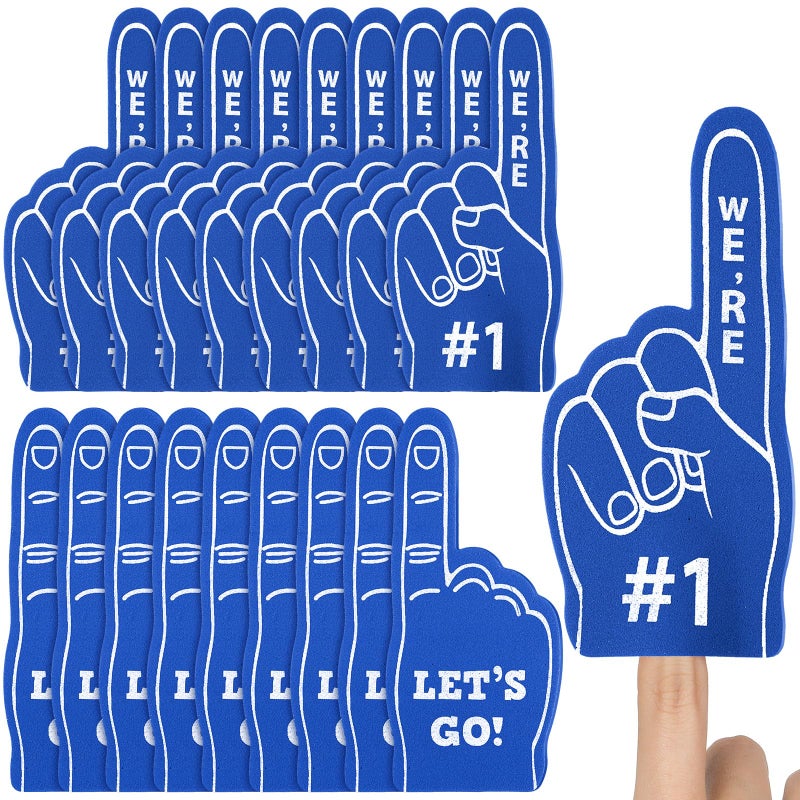 Sinmoe 24 Pcs Mini Foam Finger Baseball Fan Mini Foam Finger, We're #1 Sports Themed Party Supplies for Baseball Hockey Football Basketball Events Team Gifts(Dark Blue) - Image 1