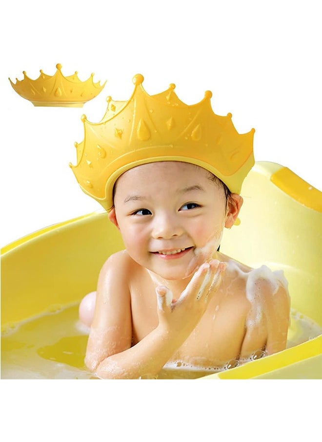 JCB CHIC Baby Shower Cap Shield, Shower Cap for Kids, Visor Hat for Eye and Ear Protection for 0-9 Years Old Children, Cute Crown Shape Makes the Baby Bath More Fun  - Image 1