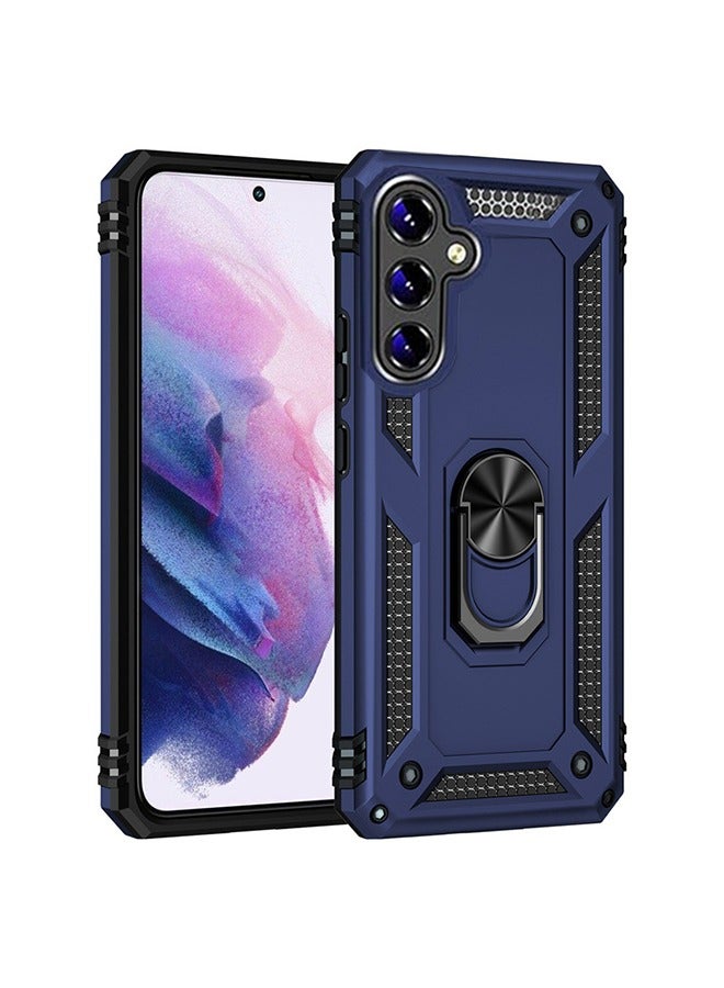inphic Samsung Galaxy S24 Case Rugged Armor Shockproof Heavy Duty Protective Cover for Samsung S24 Magnetic Ring Kickstand Phone Case TPU Men Women Phone Rear Cover Protector (Blue/Black) - Image 1