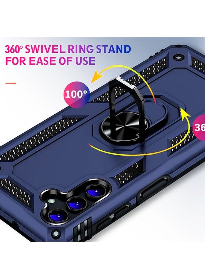 inphic Samsung Galaxy S24 Case Rugged Armor Shockproof Heavy Duty Protective Cover for Samsung S24 Magnetic Ring Kickstand Phone Case TPU Men Women Phone Rear Cover Protector (Blue/Black) - Image 2