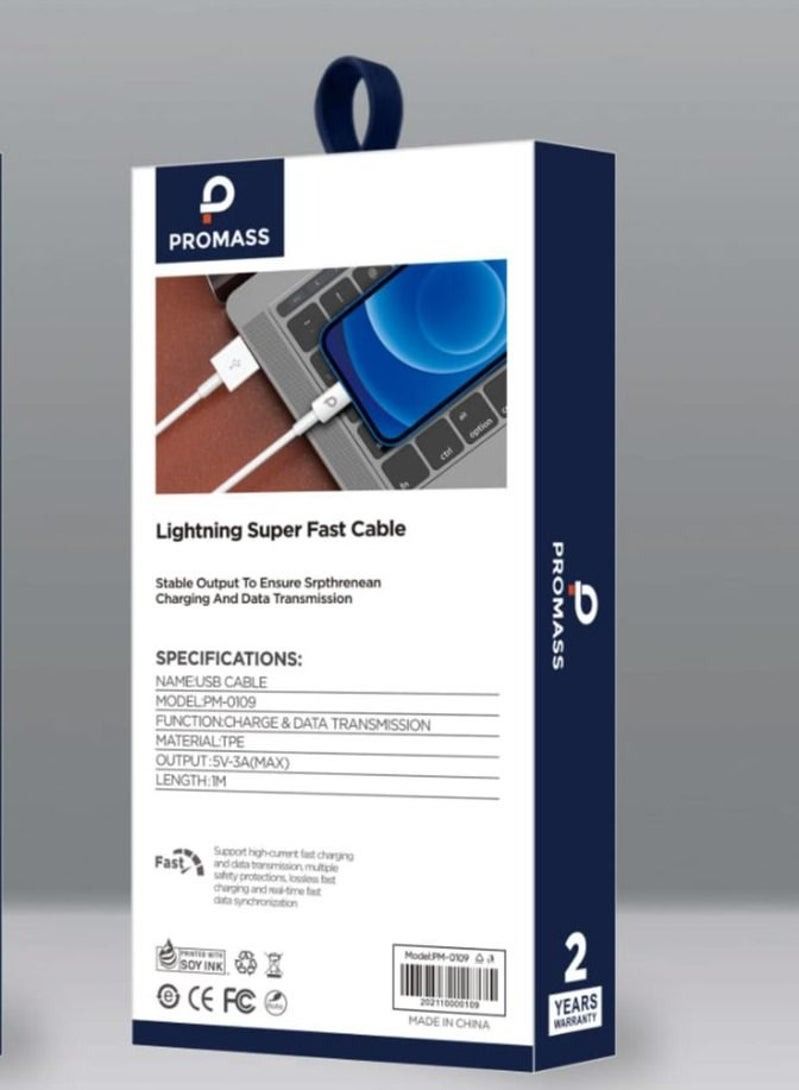 بروماس كابل شحن TPE iPhone Lightning بطول 1 متر يدعم الشحن السريع 3A - Image 2