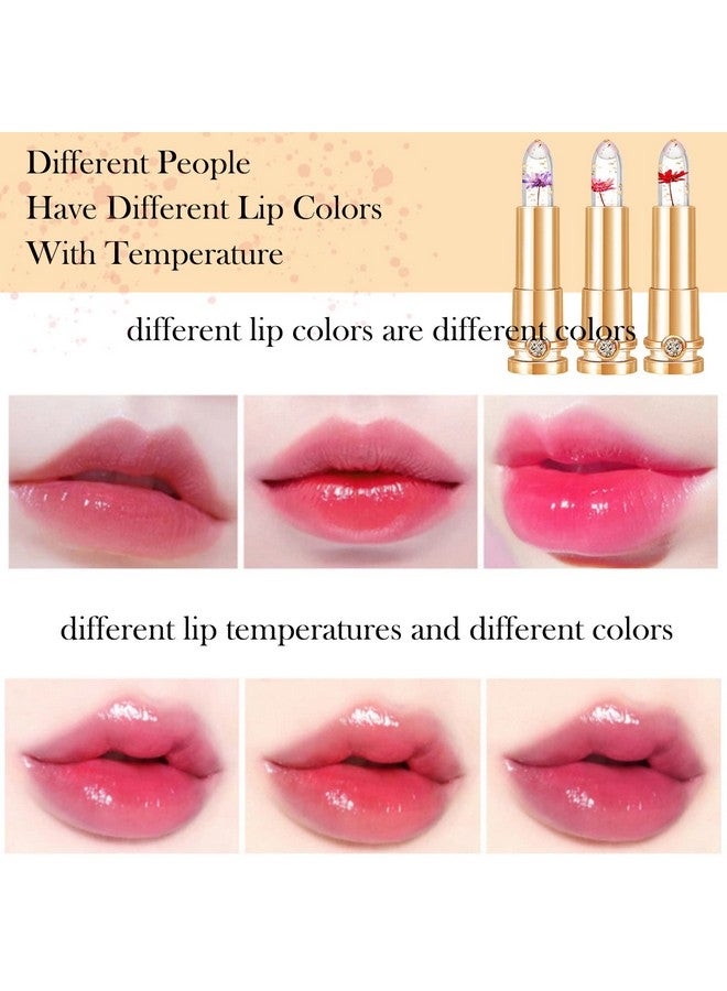 Mrettick 3 Colors Crystal Flower Jelly Lipstick Set,Magic Temperature Color Changing Lip Gloss PH Lipstick Color Changing Jelly Lipstick Waterproof Moisturizer Lip Balm (#1+#2+#3) - Image 5
