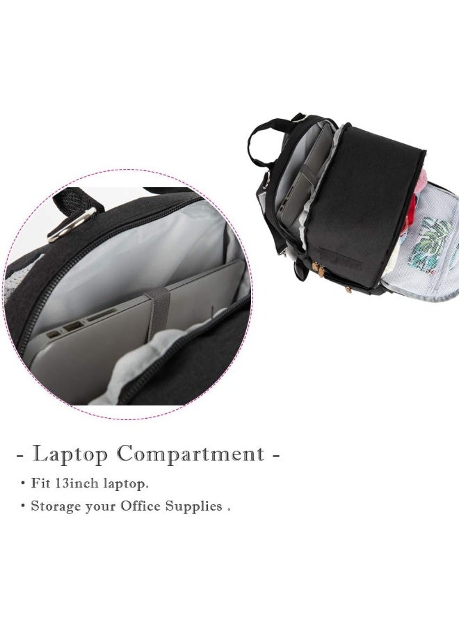 MOMIGO Breast Pump Backpack - Mother Outdoor Working Backpack with 13 Inch Laptop Compartment Fit Most Breast Pumps, Black, Modern, Compact  - Image 4