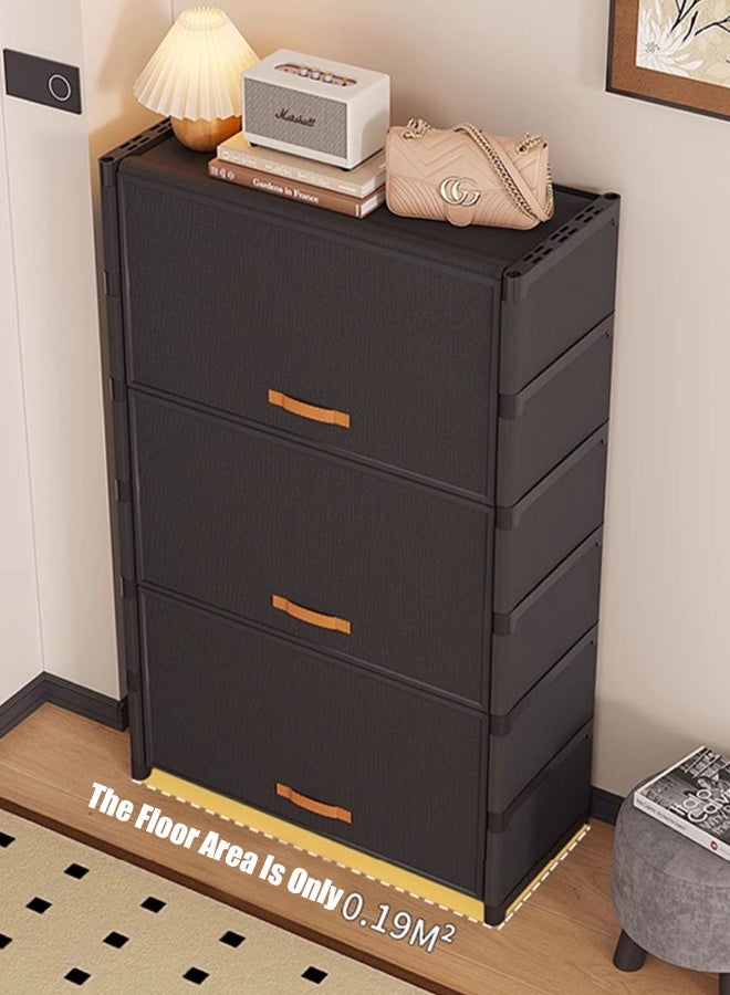 VUCATIN خزانة أحذية سوداء مع أرفف قابلة للإزالة، رف أحذية بستة طوابق مقاوم للغبار بغطاء قابل للعكس بزاوية ١٨٠ درجة، منظم أحذية موفر للمساحة، مناسب للمدخل، غرفة النوم، الخزانة، والممر - Image 4