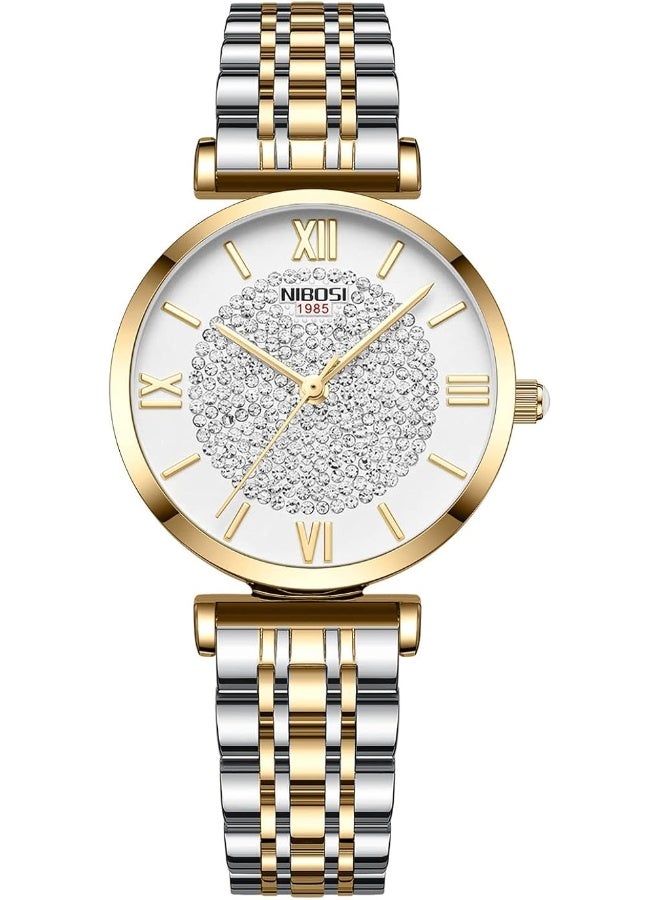 NIBOSI Women's Watch Analog Quartz Rose Gold Diamond Wrist Watch for Ladies Stylish Stainless Steel Watch Girl Gift - Image 1