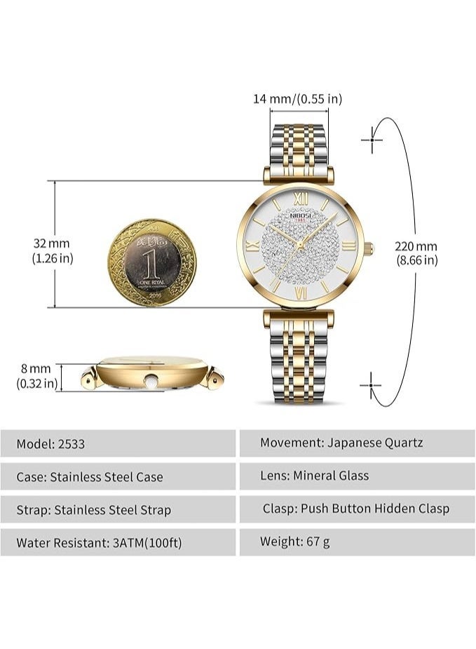 NIBOSI Women's Watch Analog Quartz Rose Gold Diamond Wrist Watch for Ladies Stylish Stainless Steel Watch Girl Gift - Image 3