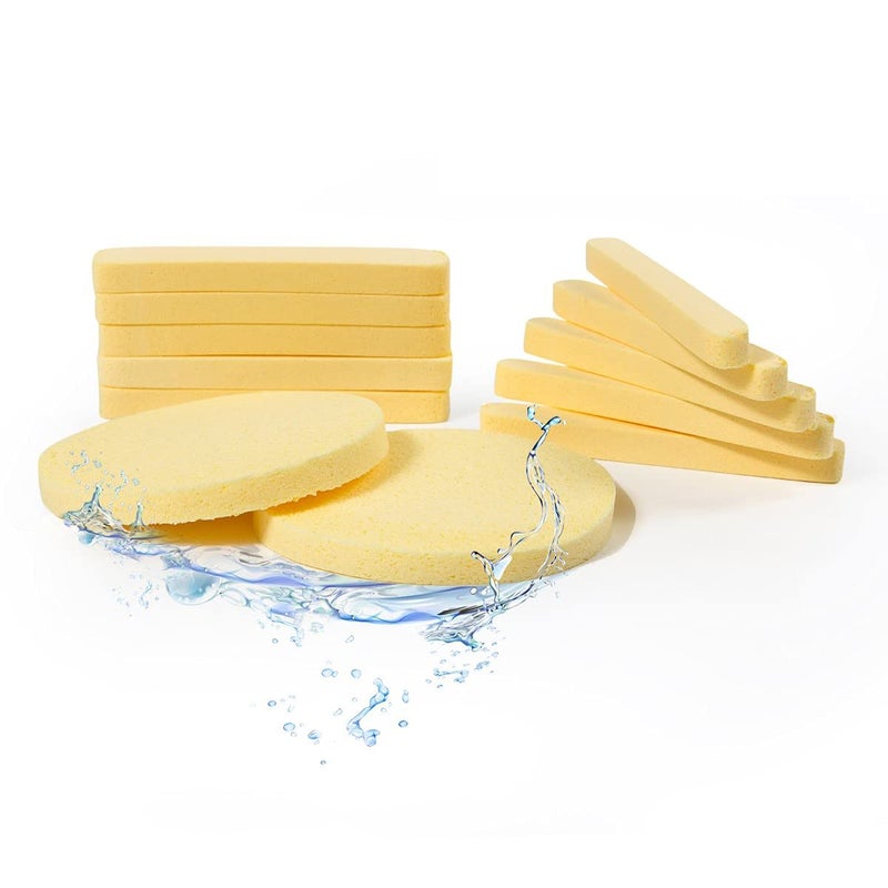 Tegelrying Facial Sponge Compressed,60 Pcs PVA Professional Makeup Removal Wash Round Face Sponges Spa Pads Exfoliating Cleansing for Women,Yellow - Image 1