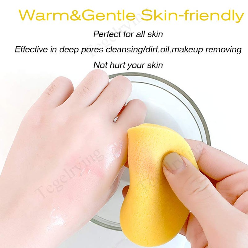 Tegelrying Facial Sponge Compressed,60 Pcs PVA Professional Makeup Removal Wash Round Face Sponges Spa Pads Exfoliating Cleansing for Women,Yellow - Image 5