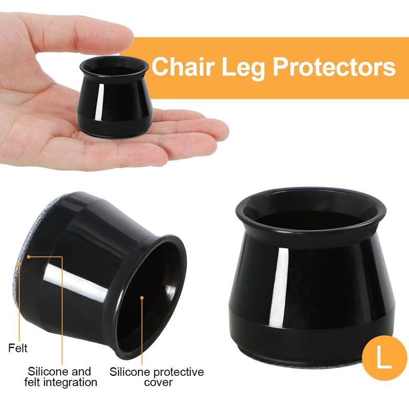 OASMU 32 Pcs Chair Leg Protectors for Hardwood Floors, Silicone Felt Furniture Leg Cover Pad for Protecting Floors from Scratches and Noise, Smooth Moving, Large(Fit Round Diameterï¼š1-5/16" to 2") - Image 3