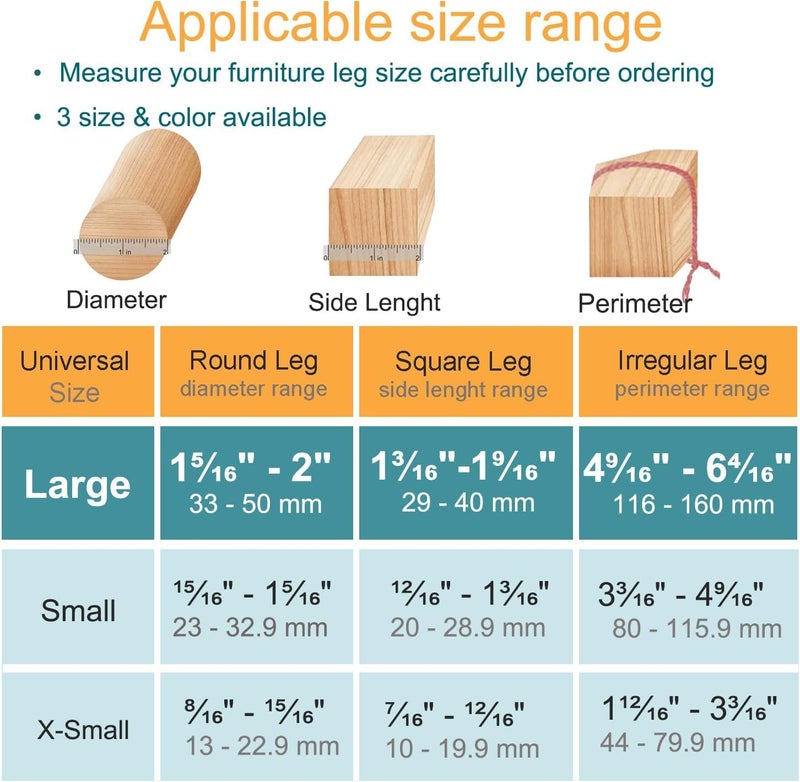 OASMU 32 Pcs Chair Leg Protectors for Hardwood Floors, Silicone Felt Furniture Leg Cover Pad for Protecting Floors from Scratches and Noise, Smooth Moving, Large(Fit Round Diameterï¼š1-5/16" to 2") - Image 2