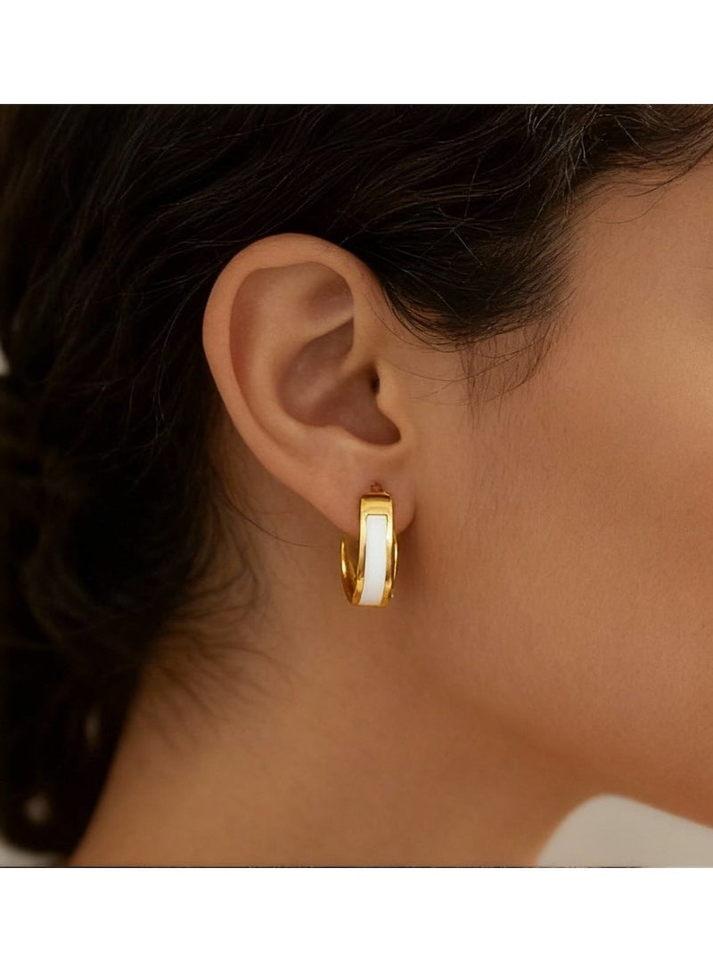 AMETOER 18k Gold Plated High-end Women's Non-fading Stainless Steel Resin U-shaped Ear Clips - Image 5