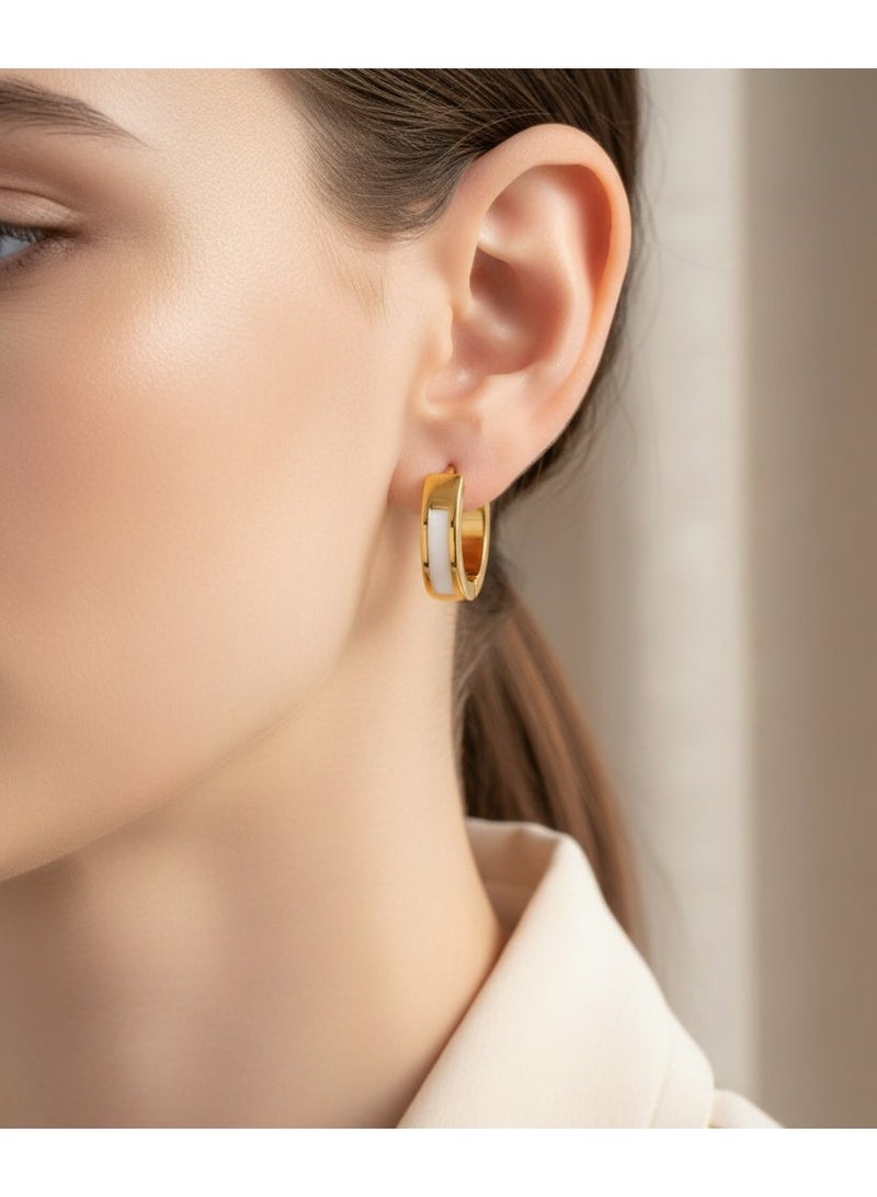 AMETOER 18k Gold Plated High-end Women's Non-fading Stainless Steel Resin U-shaped Ear Clips - Image 3