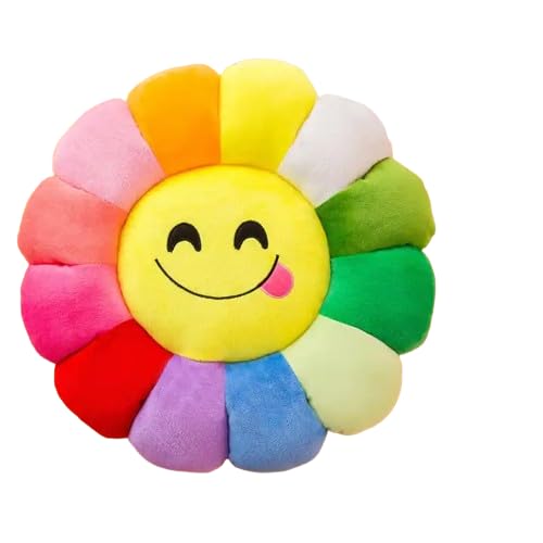 AVS Soft Cute Smiley Sunflower Velvet Emoji Cushions with Fibre Filling Pillows for Bedroom Living Room, Cushion Use in Car, Kids & Girls Room Decoration(16X16 Inches, Multi) - 3 - Image 1