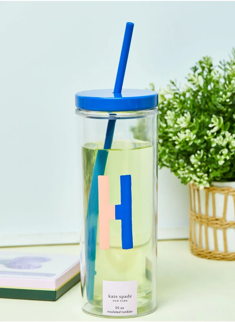 Kate Spade Monogram Tumbler With Straw - H