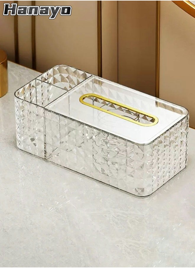 Hanayo - Tissue Box  Rectangular Tissue Holder Simple Transparent Desktop Tissue Box with Storage Plastic Tissue Case Suitable for Bedroom Office(Clear) - Image 1