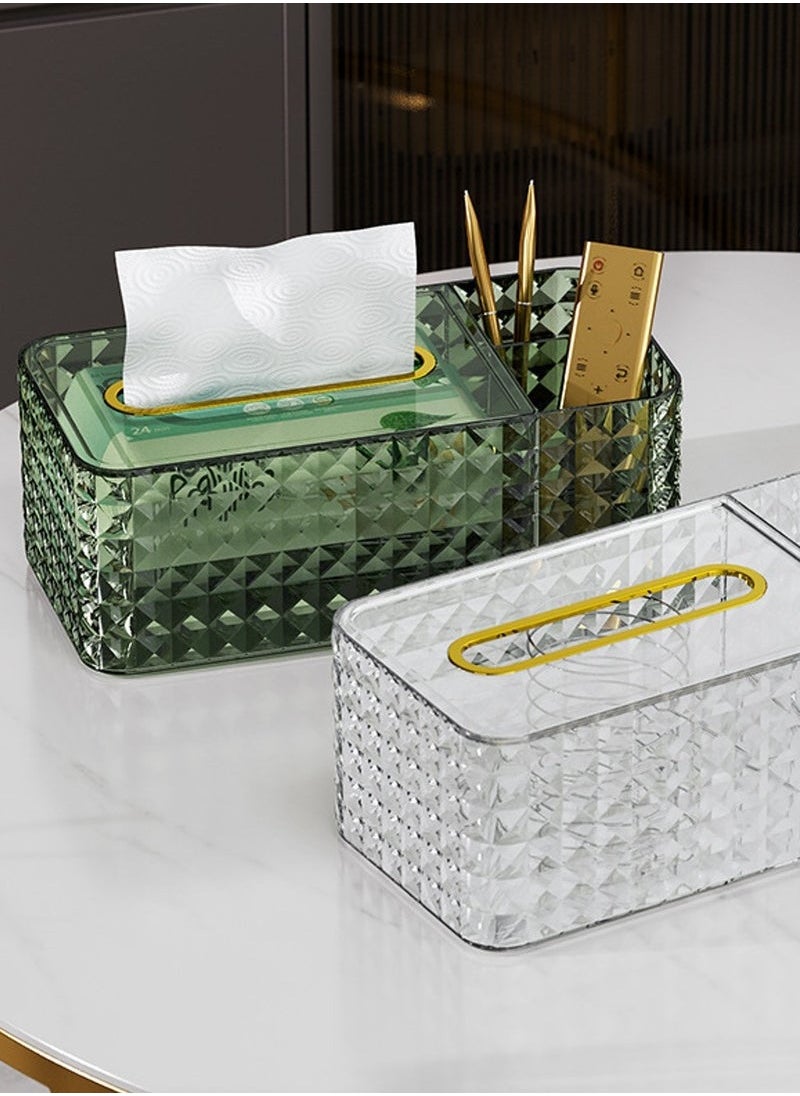Hanayo - Tissue Box  Rectangular Tissue Holder Simple Transparent Desktop Tissue Box with Storage Plastic Tissue Case Suitable for Bedroom Office(Clear) - Image 1