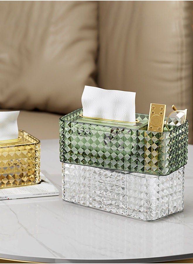 Hanayo - Tissue Box  Rectangular Tissue Holder Simple Transparent Desktop Tissue Box with Storage Plastic Tissue Case Suitable for Bedroom Office(Clear) - Image 1