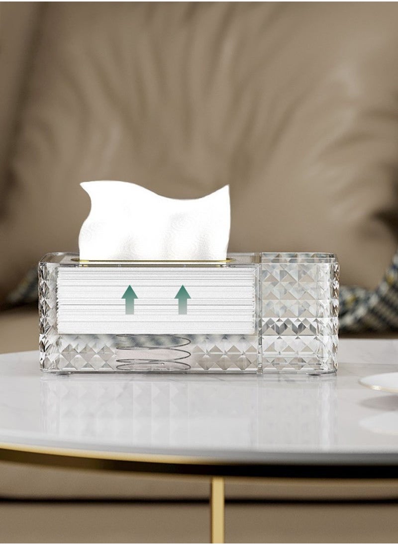 Hanayo - Tissue Box  Rectangular Tissue Holder Simple Transparent Desktop Tissue Box with Storage Plastic Tissue Case Suitable for Bedroom Office(Clear) - Image 1