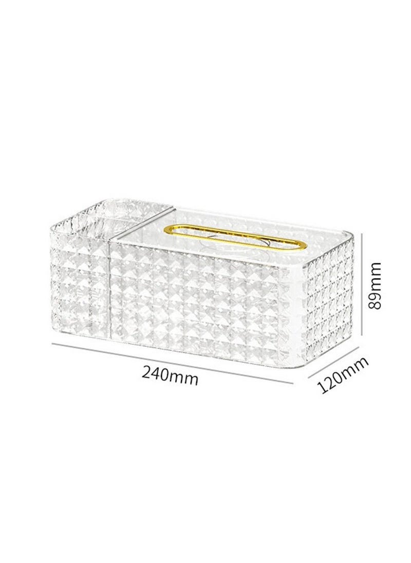 Hanayo - Tissue Box  Rectangular Tissue Holder Simple Transparent Desktop Tissue Box with Storage Plastic Tissue Case Suitable for Bedroom Office(Clear) - Image 1