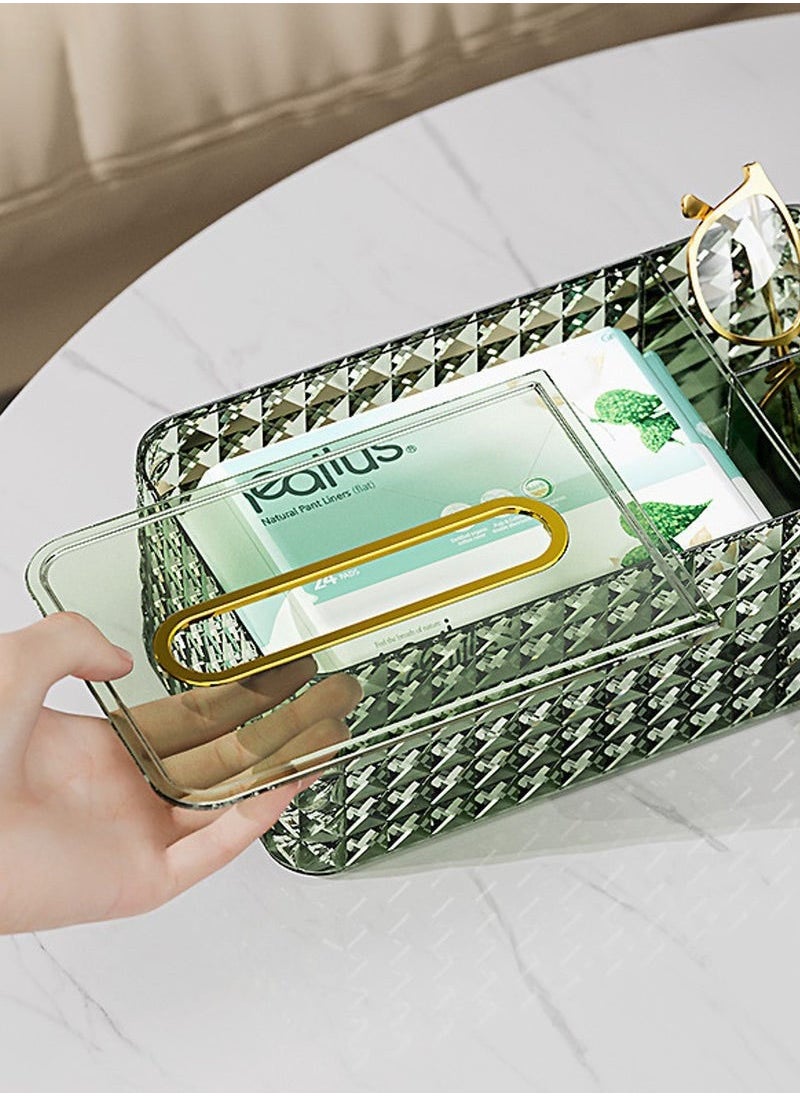 Hanayo - Tissue Box  Rectangular Tissue Holder Simple Transparent Desktop Tissue Box with Storage Plastic Tissue Case Suitable for Bedroom Office(Clear) - Image 1