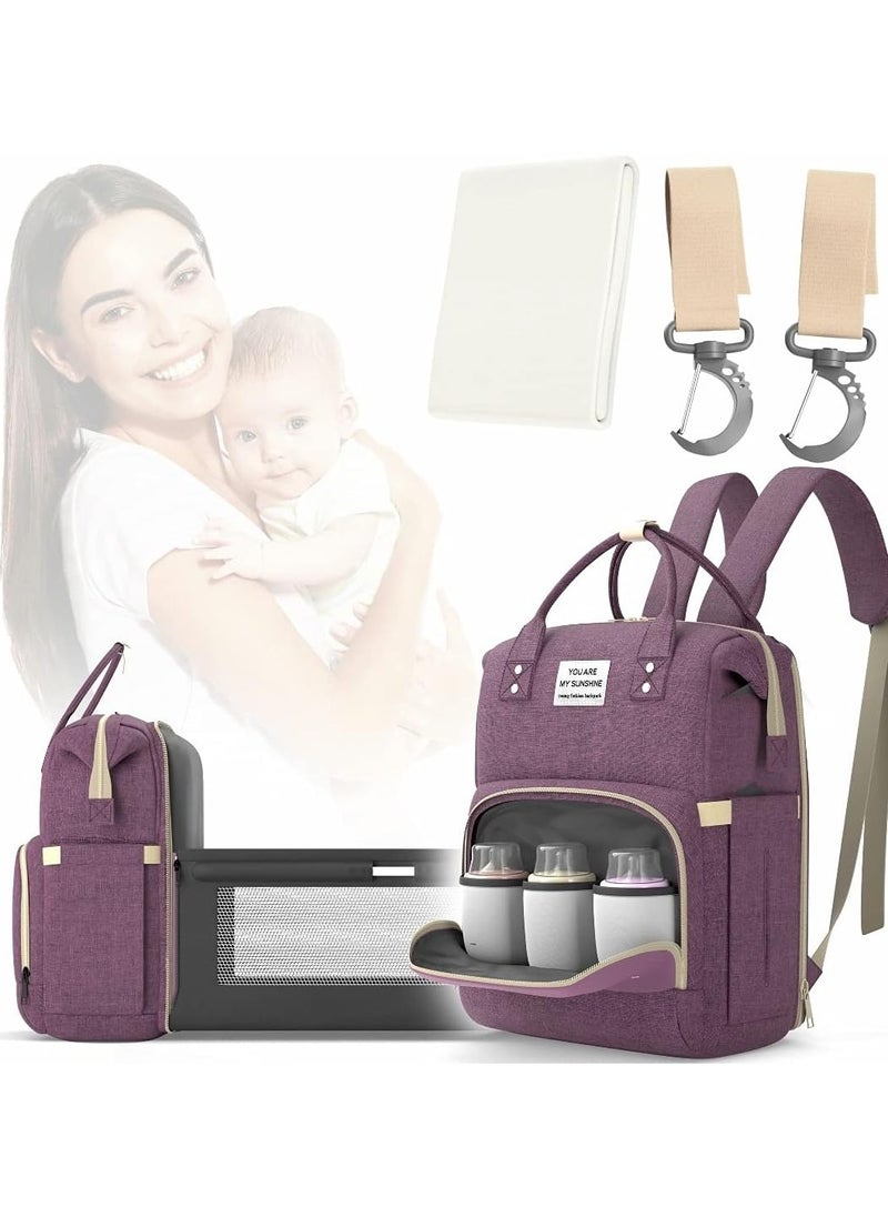 Generic - Multifunctional 3-in-1 diaper bag with diaper changing stand / diaper backpack with crib / baby cot for travel, - Image 1