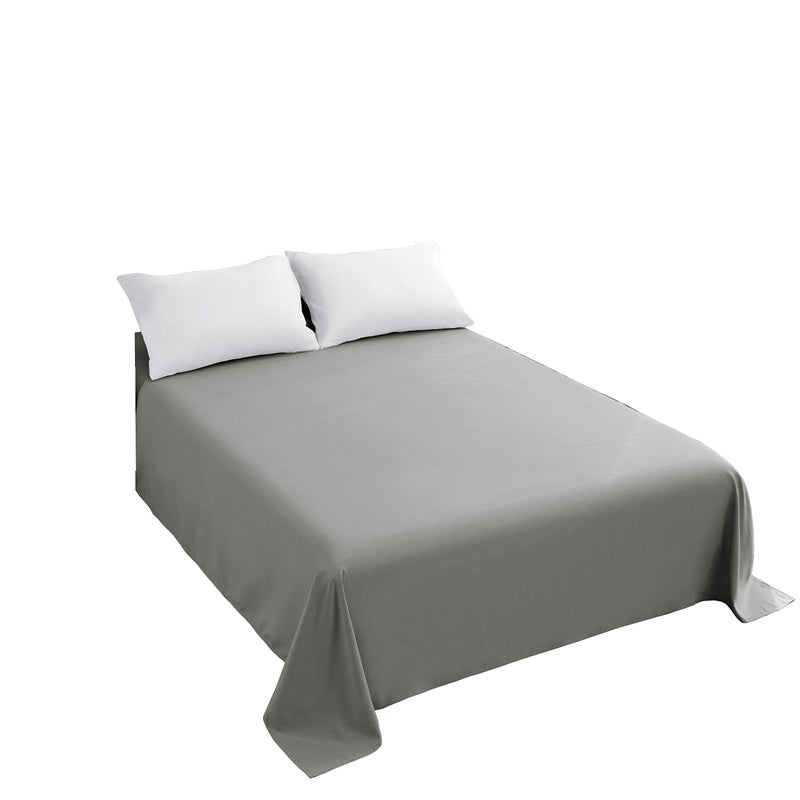 Sfoothome Gray Bedding Top Sheet  Flat Sheet for Queen Mattress  Softer Than Egyptian Cotton