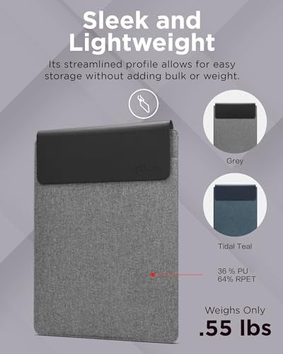 Lenovo Slim Laptop Sleeve 14 Inch NotebookTablet Compatible with MacBook AirPro EcoFriendly Lightweight Case with Accessory Pocket Magnetic Closure Grey - Image 3