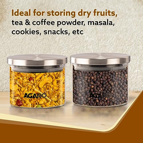 AGARO Elite Borosilicate Glass Jar 350 ml, Round Shaped, Steel Lid, Microwave, Oven & Freezer Safe, Storage Glass Container, Transparent, Kitchen Organiser, Multipurpose Jar, Pack of 2. - Image 3
