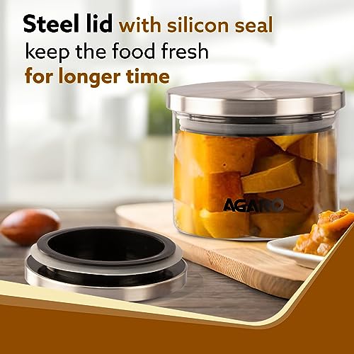 AGARO Elite Borosilicate Glass Jar 350 ml, Round Shaped, Steel Lid, Microwave, Oven & Freezer Safe, Storage Glass Container, Transparent, Kitchen Organiser, Multipurpose Jar, Pack of 2. - Image 5