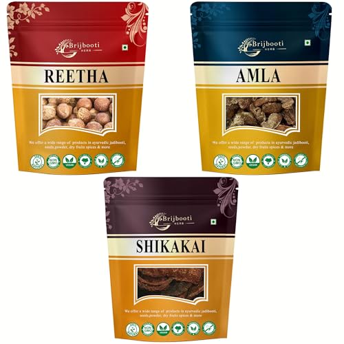 BrijBooti Birju Mahavir Combo Pack Reetha - Amla - Shikakai for Hairs 600 Gr - Image 1