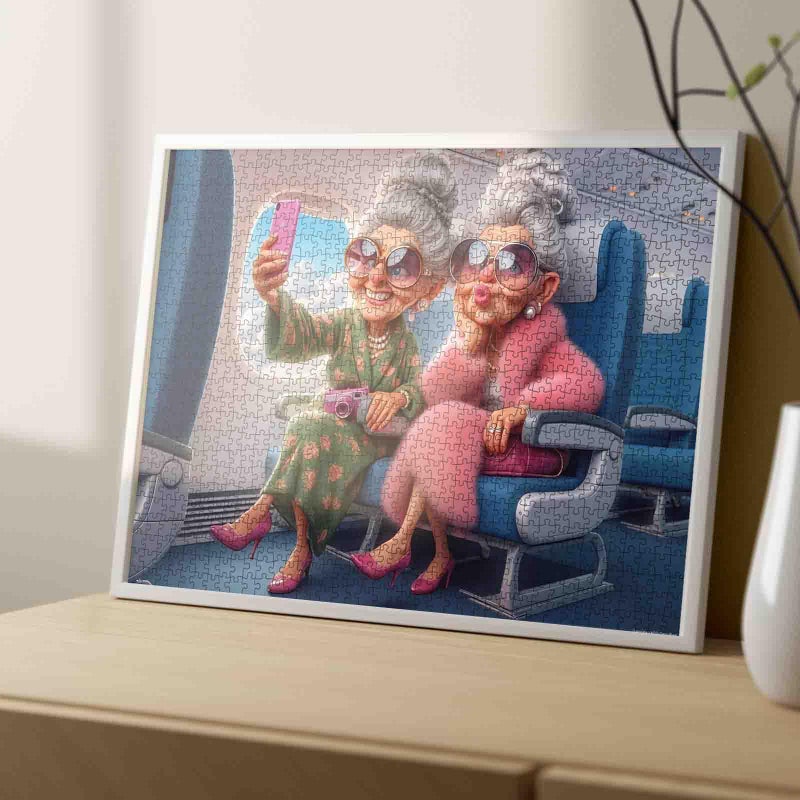 Tucocoo Old Friend 1000 Piece Puzzles for Adults Fashionable Old Lady Jigsaw Puzzle for Women Funny Travel 1000 Pieces Jigsaw Puzzles for Adults Gift for Grandma Fun Games - Image 3