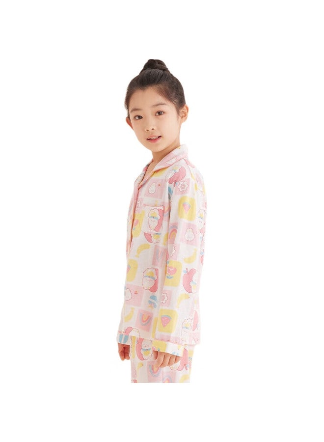 Red Bean Hongdou Children'S Pajamas, Spring And Autumn, Pure Cotton, Boys And Girls Home Wear Set, Long-Sleeve Long Pants, Two-Piece Set, M3516, Light Pink, 160 - Image 2