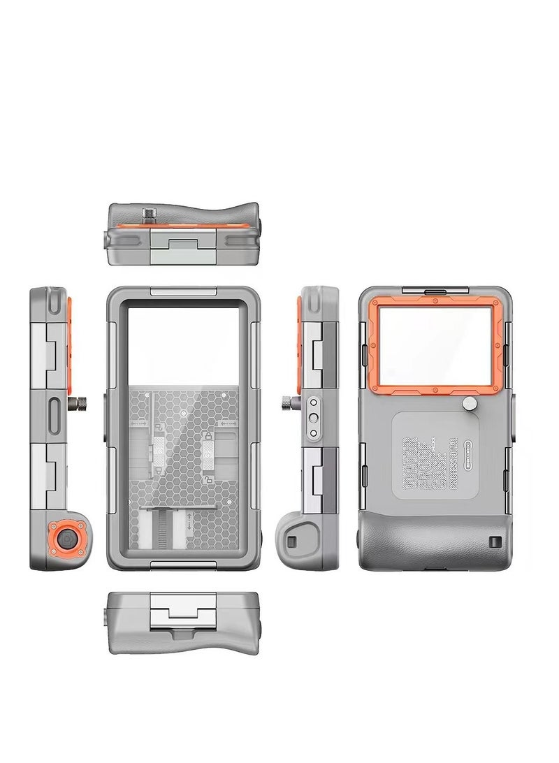 Universal Diving Underwater Phone Case for All Apple iPhone6-iphone16 PRO max serises,15M/50ft Underwater Photography for Snorkeling Photo Video (Gray/Orange) - Image 1