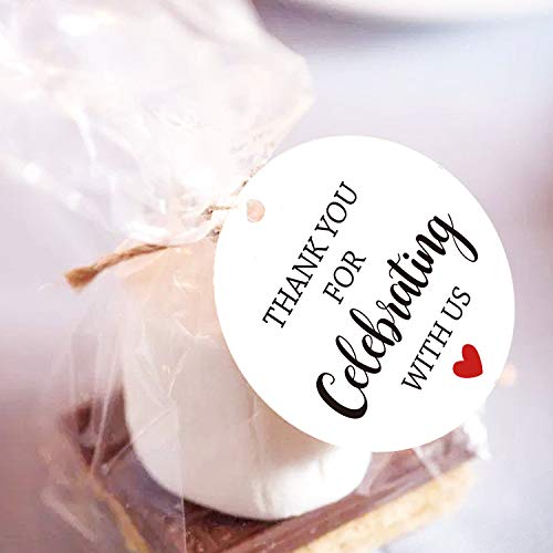 Mr.Mug Thank You for Celebrating with Us Tags, 100Pcs White Thank You Tags for Wedding Birthday Baby Shower Party Favors, Paper Gift Tags with 100 Feet Jute String - Image 4