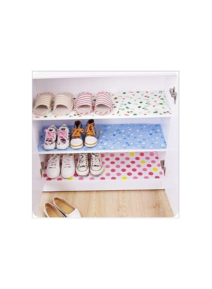 لفة مفارش مطبخ مقاومة للماء مقاس 45 سم × 300 سم ، لفة مفارش خزانة مضادة للانزلاق لخزانة المطبخ، مفارش مضادة للانزلاق,بطانة رفوف مضادة للانزلاق (زهور أزرق فاتح+أرضيه بيضاء) - Image 2