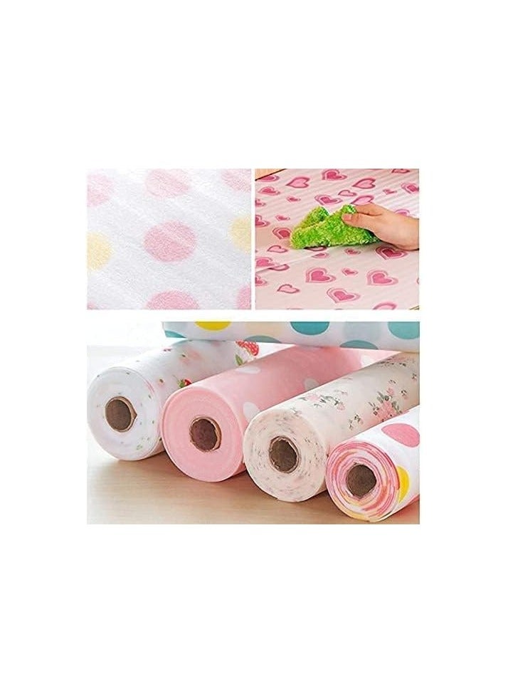 لفة مفارش مطبخ مقاومة للماء مقاس 45 سم × 300 سم ، لفة مفارش خزانة مضادة للانزلاق لخزانة المطبخ، مفارش مضادة للانزلاق,بطانة رفوف مضادة للانزلاق (زهور أزرق فاتح+أرضيه بيضاء) - Image 3