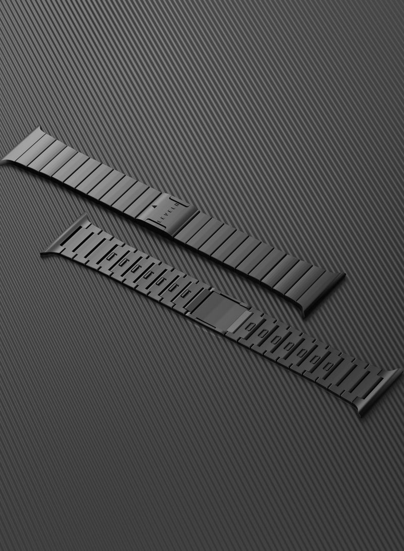 LEVELO Yonge Magnet Steel Band for Apple Watch 42 / 44 / 45 / 49mm / Formal and Chic Design / Cleanable / Premium Material / Stainless Steel - Black - Image 3