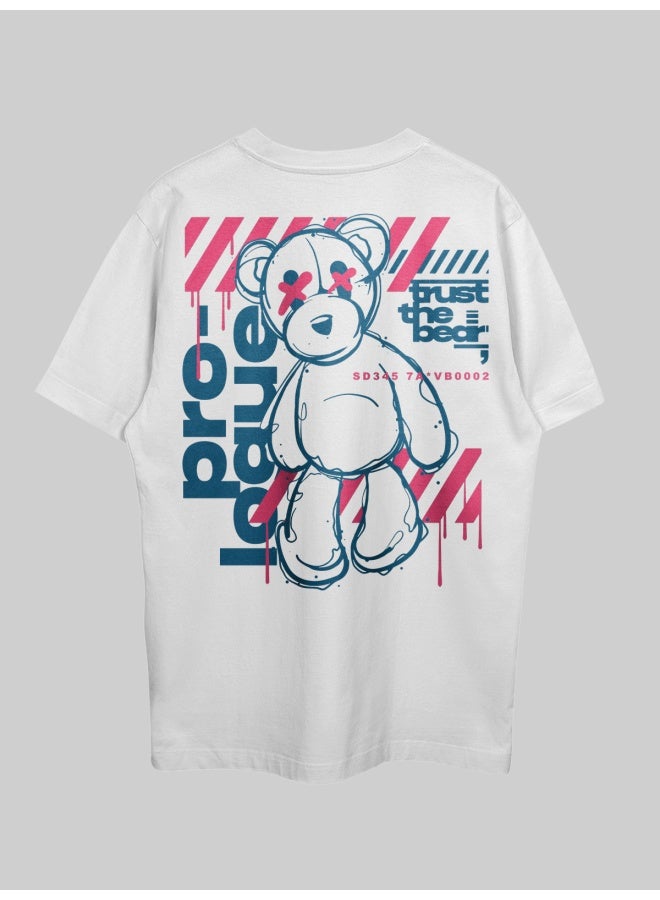 THREADCURRY Trust the Teddy Oversized Drop Shoulder Cotton Loose Printed T-Shirt for Men - Image 1