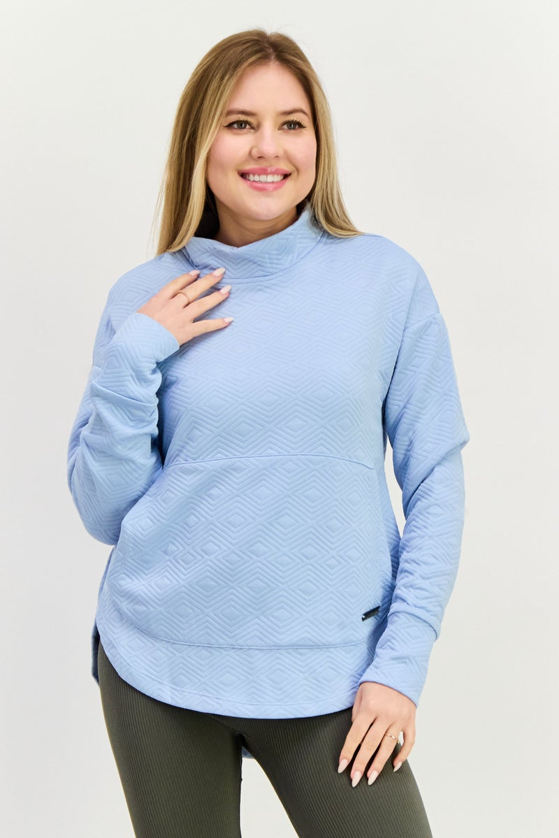 NINE WEST Women Sportswear Fit Long Sleeve Outdoor Sweatshirt, Blue - Image 1