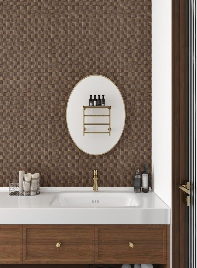 Wallercity ورق حائط من الفينيل غير المنسوج بنمط سلة من الخيزران بلون بني غامق من Wallercity، قابل للتقشير واللصق، مناسب لأسطح العمل والخزائن، مقاس 15.8 × 118 بوصة، لفة ورق حائط من الفينيل ذاتية اللصق من نسيج قصب للمطبخ والحمام - Image 5