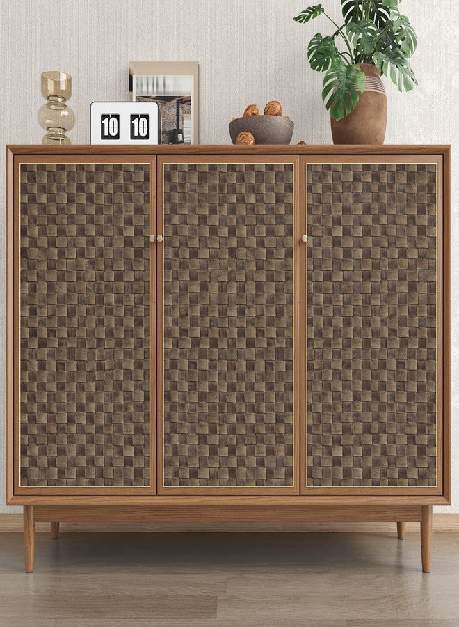 Wallercity ورق حائط من الفينيل غير المنسوج بنمط سلة من الخيزران بلون بني غامق من Wallercity، قابل للتقشير واللصق، مناسب لأسطح العمل والخزائن، مقاس 15.8 × 118 بوصة، لفة ورق حائط من الفينيل ذاتية اللصق من نسيج قصب للمطبخ والحمام - Image 4